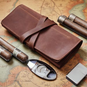 Étui à cigares en cuir, porte-cigares de voyage, pochette à cigares pour homme - Cadeau idéal pour les fumeurs qui aiment voyager ou explorer