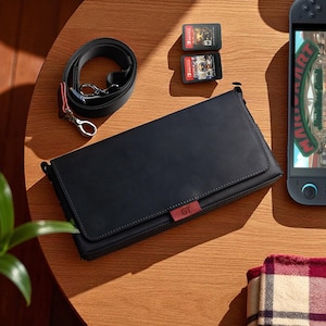 Custom Leather Switch 2 Travel Case – Crossbody Gaming Bag for Nintendo Console, Games & Accessories – Gift for Him or Her
