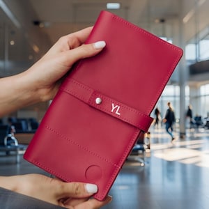 Portefeuille de voyage en cuir personnalisé pour passeports et documents | Organiseur de passeport familial | Protège-passeport pour porte-Airtag
