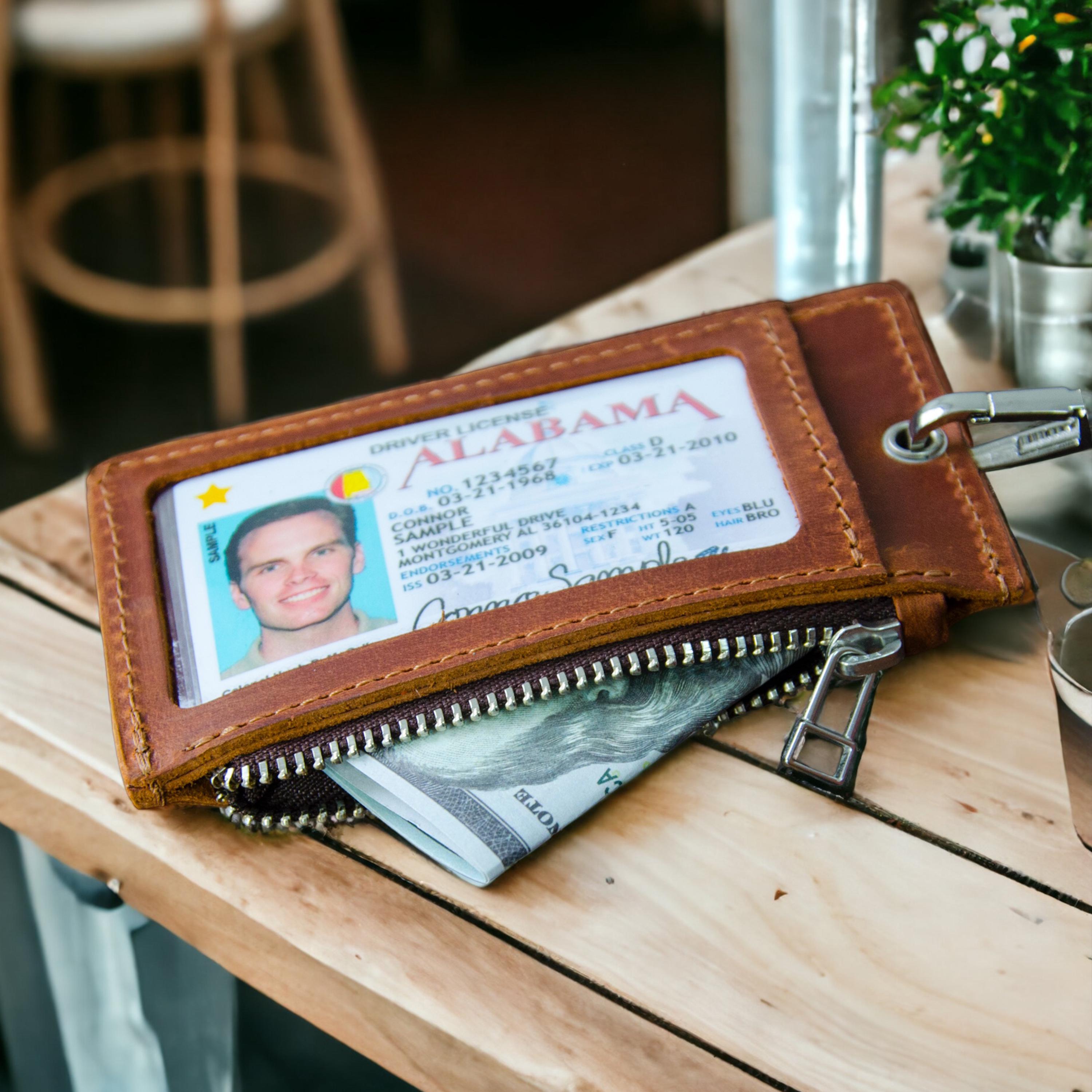 Leather ID Wallet with Lanyard – Personalized Badge Holder for Work or Travel – Great Gift for Teachers, Nurses & Office Staff