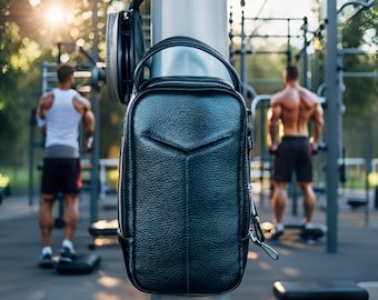 Magnetische leren sporttas – crossbody sporttas met 6 magneten – gepersonaliseerd fitnesscadeau voor mannen of vrouwen – kerstcadeau