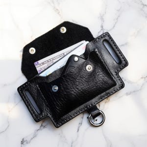 Estuche de cuero para cinturón con llavero – Monedero personalizado para llaves para hombre – Tarjetero y llavero – Regalo para papá y hermano – Organizador de cinturón para uso diario