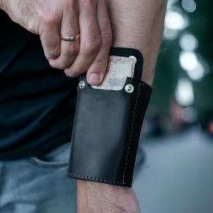 Leder Geldbörse für das Handgelenk – Handgefertigte Armband Geldbörse mit Kartenfach, tolles Geschenk für Ihn, Papa oder Freund