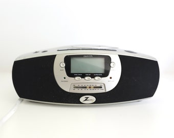 vintage 1990s BOOMBOX silver ZENITH sony style cd player am/fm radio - tested & working - free shipping U.S.A.
