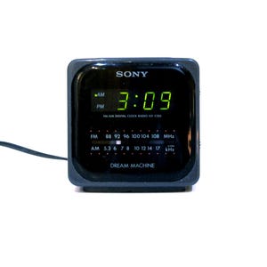 vintage 1990s small COLOR Block AM/FM radio alarm clock dream machine bedside small alarm clock -- very unique!