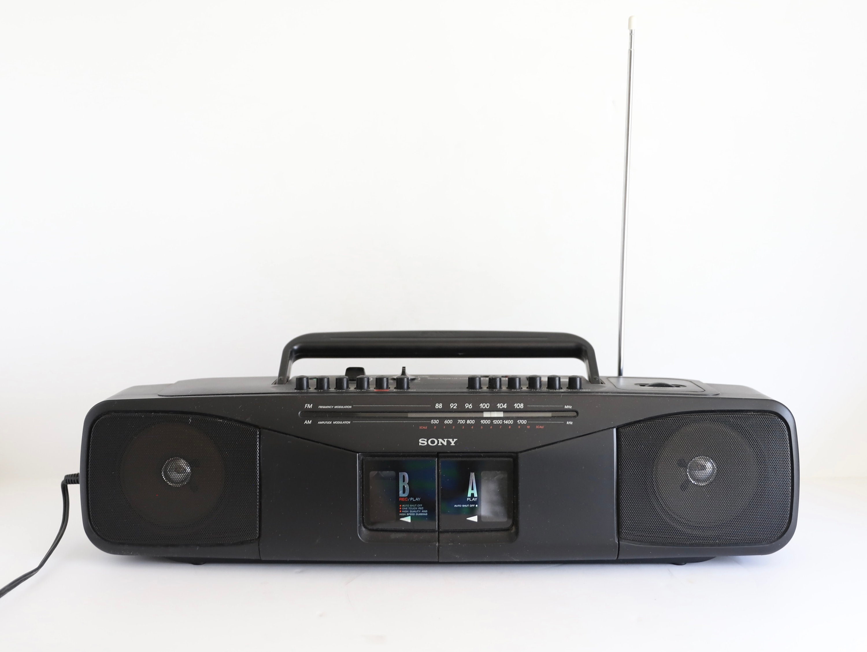 Vintage 80's Black SONY Radio Cassette Portable Stereo Boom Box CFS-1200  READ