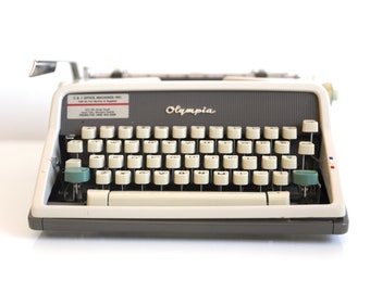 vintage CURSIVE Typewriter antique portable cursive typeface OLYMPIA brand german mid-century manual typewriter -- works great