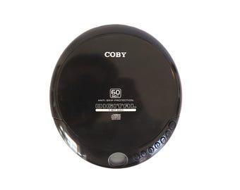 vintage BLACK & silver 2000s coby CD discman portable music player -- tested and working - AA batteries