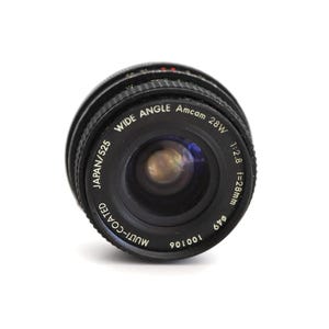 vintage AMCAM lens 28W fixed lens 1960s 70s 1:2.8 lens with original cap - Canon Mount