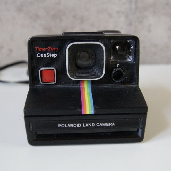 vintage 80s very RARE black TIME zero Sx-70 POLAROID camera tested & works