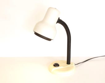 vintage 1980s cream small bedside lamp extending arm combo rare find -- FREE shipping U.S.A