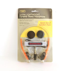 vintage 1970s 80s STEREO walkman/stereo headphones CLASSIC stereo headphones -- DEADSTOCK un-opened vintage - Free shipping U.S.A.