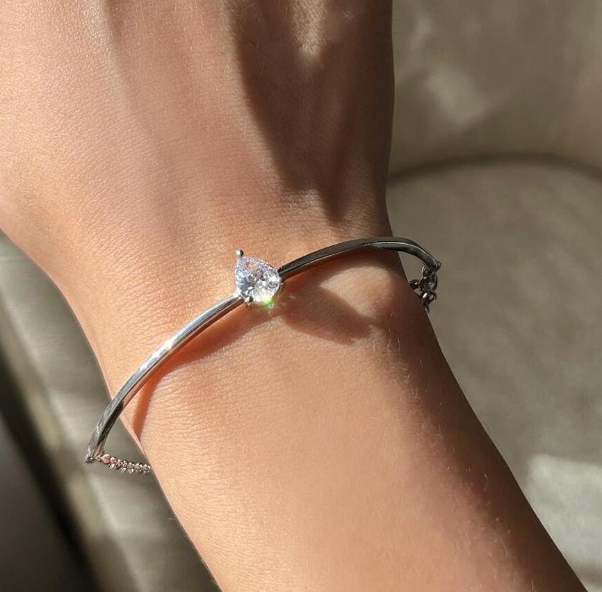 Pulseira de pedra em forma de lágrima, elegância moderna e elegante