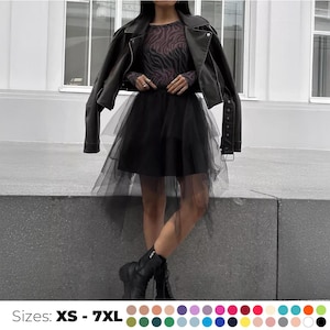 Black tulle skirt, Black short skirt, Short tulle skirt for women,High waisted skirt,Goth skirt,Mini tulle skirt,Gothic skirt,Festival skirt