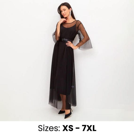 Beach cover up dress, Sheer tunic dress, Sheer dress for women, Mesh tulle dress, See through dress, Bikini cover up,Black sheer dress women