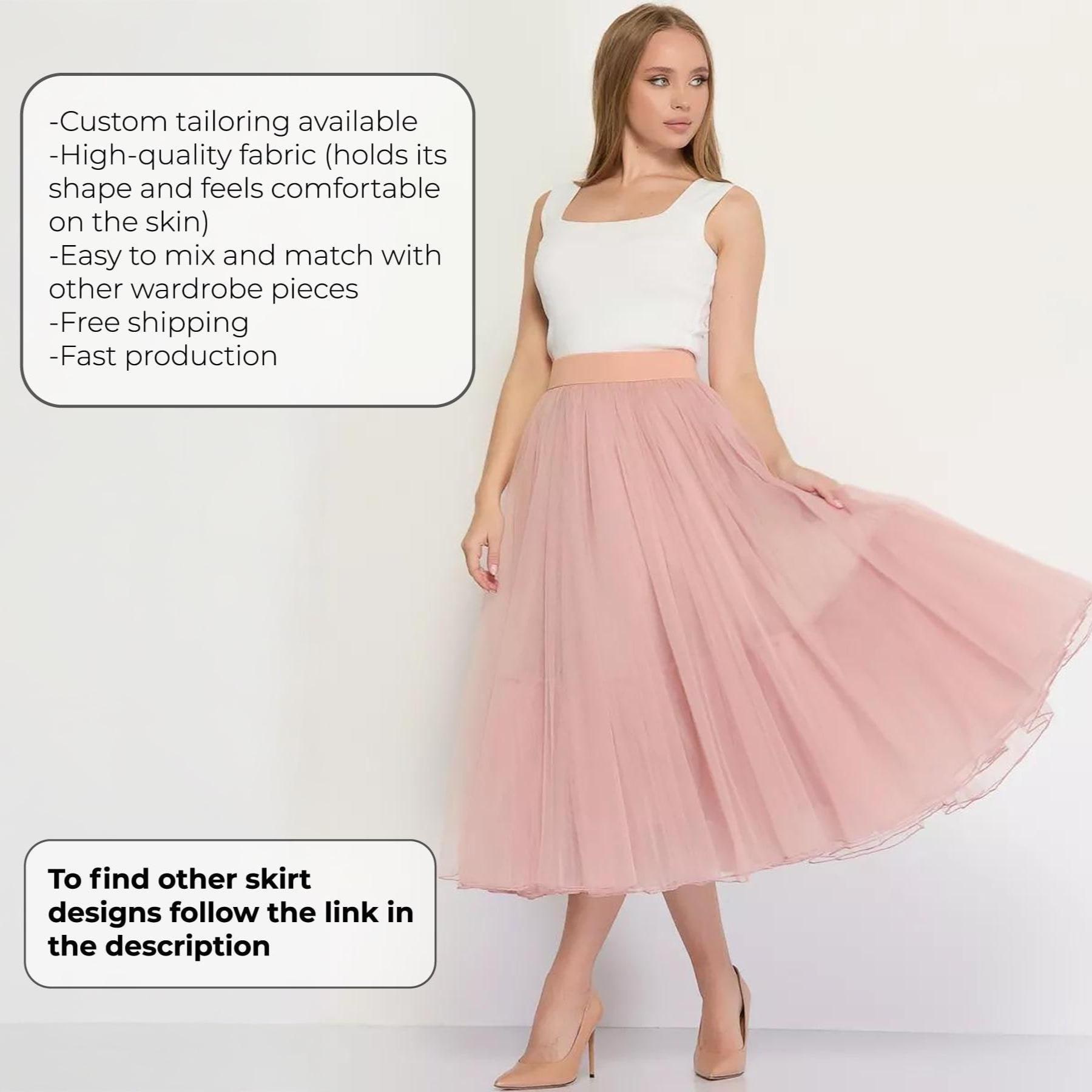 Gray Tulle Skirt, Custom Skirt Women, Tea Length Tulle Skirt, Tutu