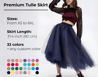 Merk Rok Nieuwe Vrouwen Tule Rokken Knielengte Lange Volwassen Tutu Gelaagde Korte Prom Midi Rok Kerst Rok Grote 84, Groen, XXL