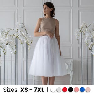 White tulle skirt, Bridal tulle skirt, Midi tulle skirt, Wedding separates, Layered tulle skirt, Wedding tulle skirt, Adult tutu skirt