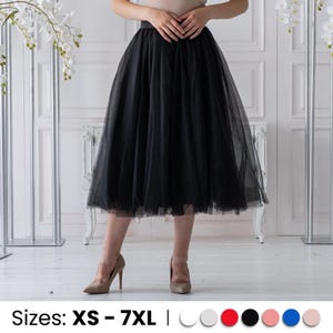 Black tulle skirt for women, Midi skirt tulle, High waisted skirt, Long tutu skirt, Bridal tutu skirt, Skirt layering, Adult tutu skirt