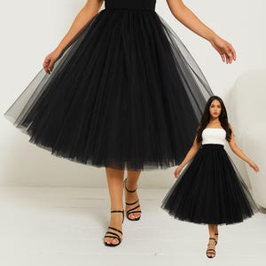 Tiered tulle skirt, Tutu skirt for women, Tulle skirt for plus size, Black tulle skirt, Midi tulle skirt, Tulle ballet skirt, Party skirt