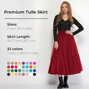 Red tulle skirt women, Custom color skirt, Red wedding skirt, Red tulle midi skirt, Wedding guest skirt, Cocktail skirt, Formal ball skirt
