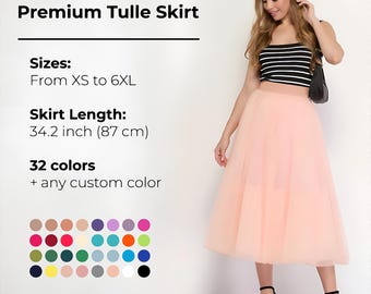 Peach tulle skirt, Bridesmaid skirts, Tulle midi skirt, Maxi tulle skirt, Custom tulle skirt, Tulle skirt women, Adult tutu skirt