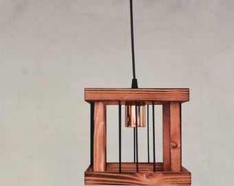 Handcrafted Wooden Chandelier - Rustic Home Lighting