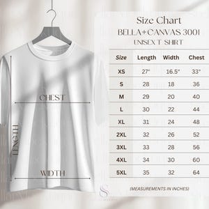 Bella Canvas 3001 Size Chart T-Shirt Bella Canvas 3001 Measurement Mockup Oversized Size Chart Retro Mockup Size Guide 3001 Bella Size Chart
