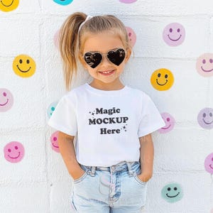 Bella Canvas 3001Y White Mockup, Kids Tshirt Mockup, Youth T-shirt Mockup, Bella Canvas Youth Mockup, Trendy Mockup T-shirt Youth White