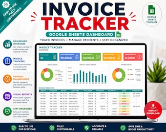 Invoice Tracker Spreadsheet | Payment & Billing Dashboard | Google Sheets Tool for Small Business
