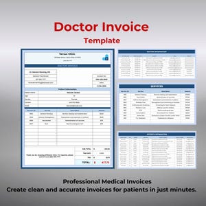 Doctor Invoice Template | Google Sheets | Patient Billing & Medical Services Invoice Form
