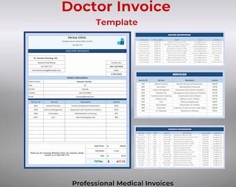 Doctor Invoice Template | Google Sheets | Patient Billing & Medical Services Invoice Form