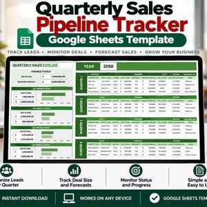 Quarterly Sales Pipeline Tracker | Google Sheets & Excel Template | Lead and Deal Tracking Spreadsheet
