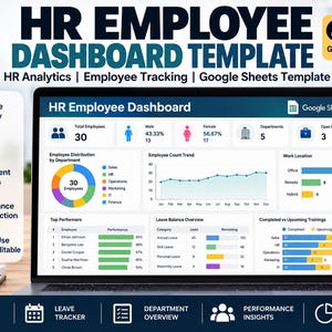 HR Employee Dashboard Google Sheets Template | HR Analytics | Employee KPI & Performance Tracker
