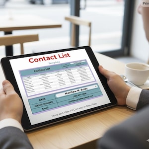 Plantilla de lista de contactos / Administrador de contactos de Hojas de cálculo de Google / Directorio personal y empresarial / Descarga digital