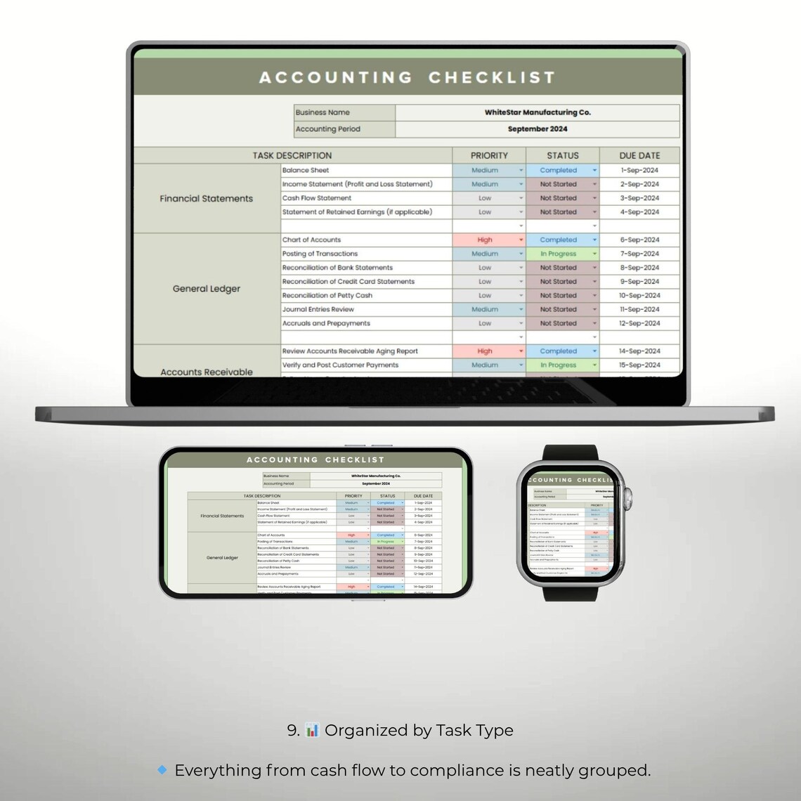 Accounting Checklist Template | Bookkeeping Task Tracker | Monthly ...