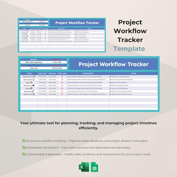Project Workflow Tracker Template | Google Sheets Task Management