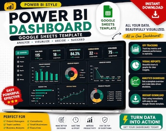 Power BI Dashboard Spreadsheet | Analytics & Data Visualization Template | Google Sheets KPI Dashboard