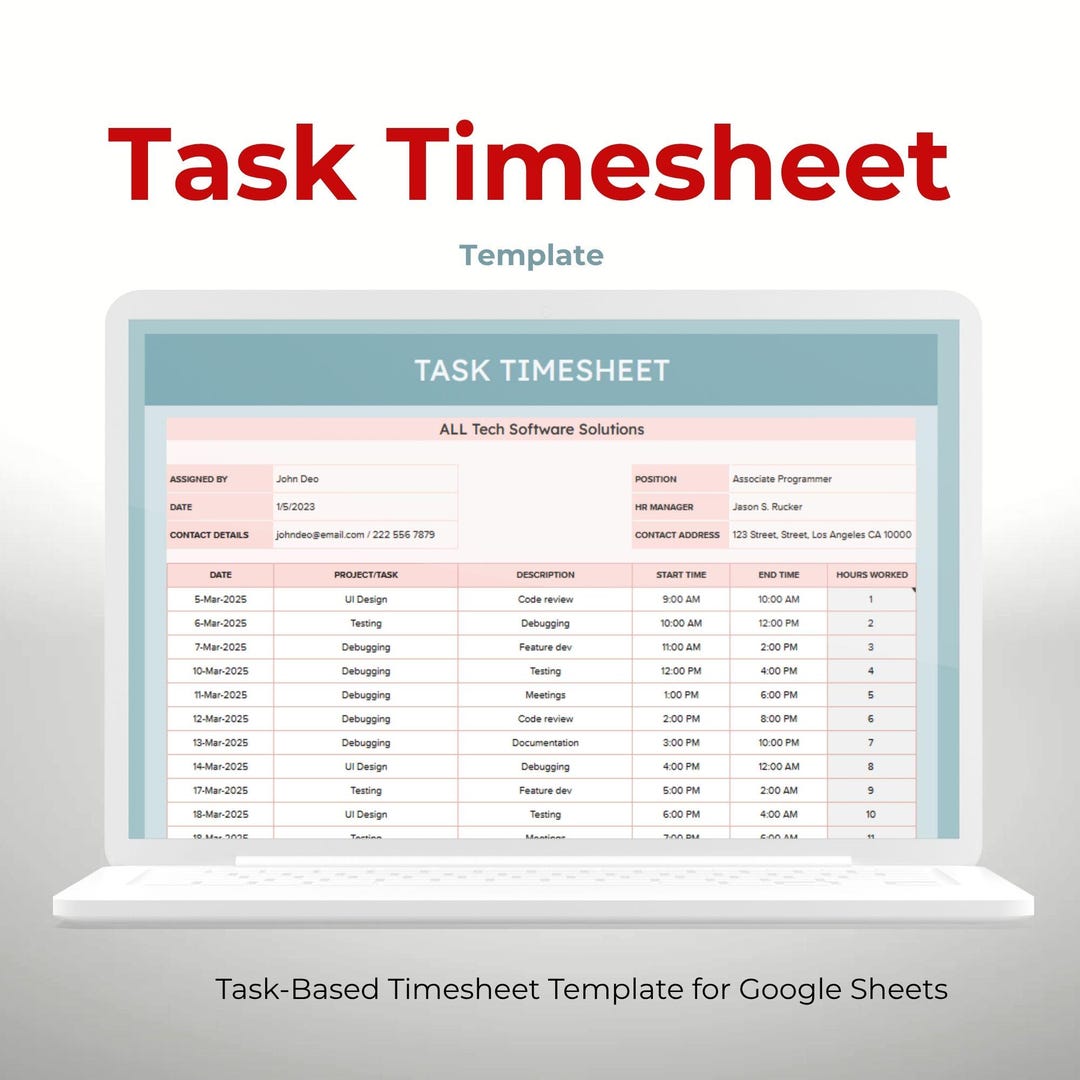 Time Tracking Dashboard for Google Sheets — Task & Work Log Manager - Etsy