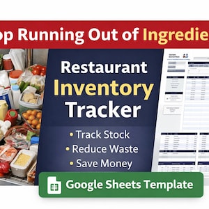 Restaurant Inventory Spreadsheet | Food Cost & Ingredient Tracker | Google Sheets Kitchen Inventory Template