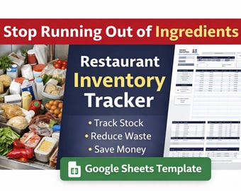 Restaurant Bestand Tabelle | Lebensmittel Kosten und Zutaten Tracker | Google Sheets Küchen Bestandsvorlage