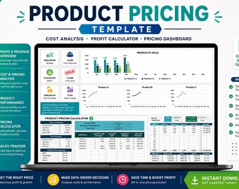 Product Pricing Spreadsheet | Cost Analysis & Profit Margin Calculator | Google Sheets Pricing Dashboard