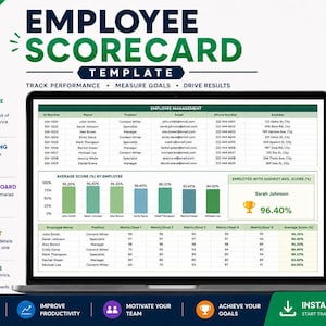 Kalkylblad för medarbetarbetyg | Kontrollpanel för nyckeltal | Spårning av personalutvärdering för Google Sheets