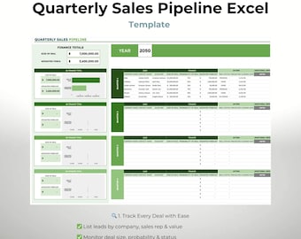 Quarterly Sales Pipeline Template for Google Sheets and Excel — Lead & Deal Tracker