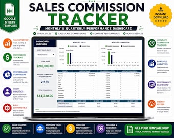 Sales Commission Tracker | Monthly & Quarterly Performance Dashboard | Google Sheets Template