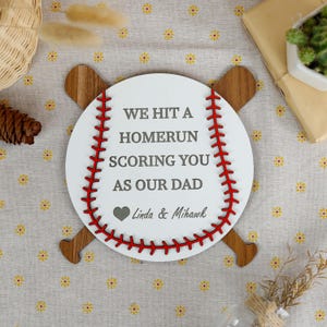 Custom We Hit a Home Run Having You as Our Dad, Baseball Sign for Dads, Father&#39;s Day Gift, Gifts for Dads, Best Dad ever, Gift from kids