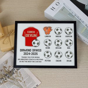 Personalized Thank You Football Coach Gift, Soccer Appreciation Wood Plaque, Gift from Team, End of Season, Coach Retirement Gift