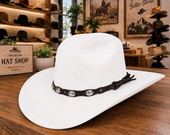 Sombrero unisex de cuero genuino flexible estilo western americano Outback