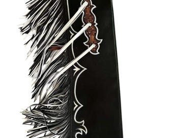 Men Western Cowboy Real Leather Rodeo Style Horse & Bull Riding Black Chap