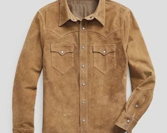 Camisa vaquera informal de ante para hombre - Estilo camionero - Opciones de color